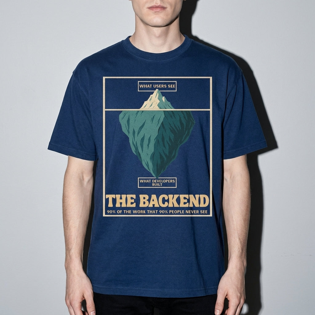 the backend iceberg Premium Shirt — True Navy Model Zoom Hero