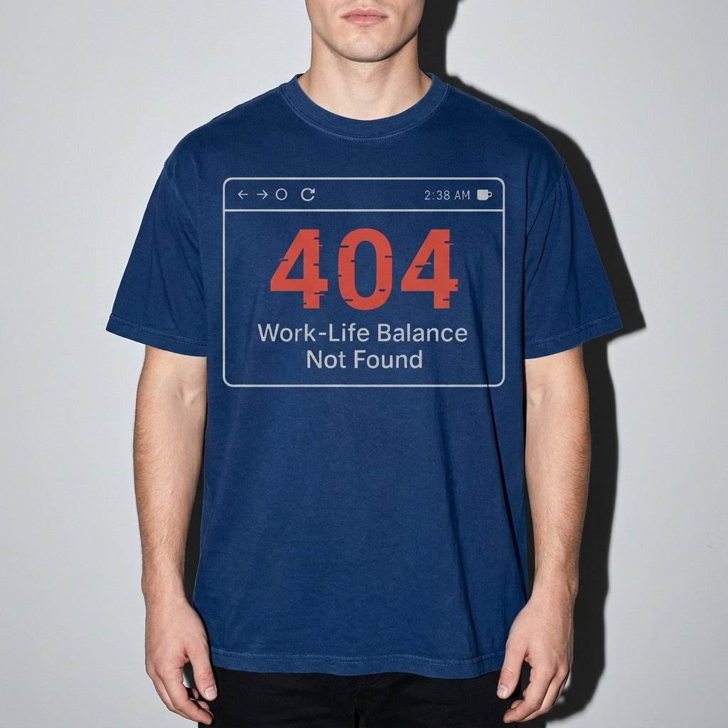 work life balance not found Premium Shirt — True Navy Model Zoom Hero