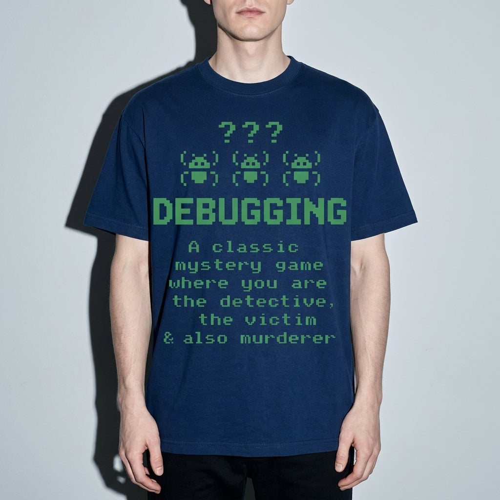debugging definition Premium Shirt — True Navy Model Zoom Hero