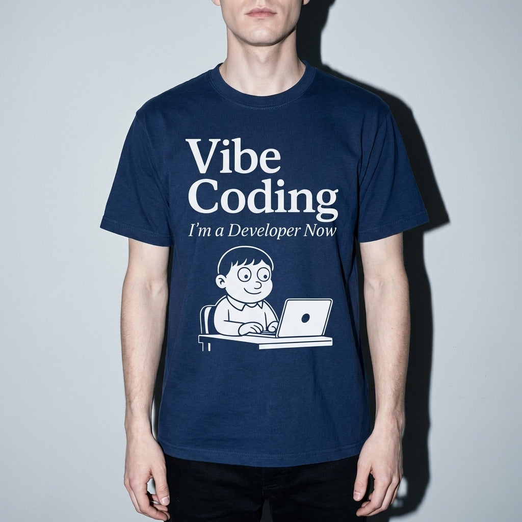 vibe coding Premium Shirt — True Navy Model Zoom Hero