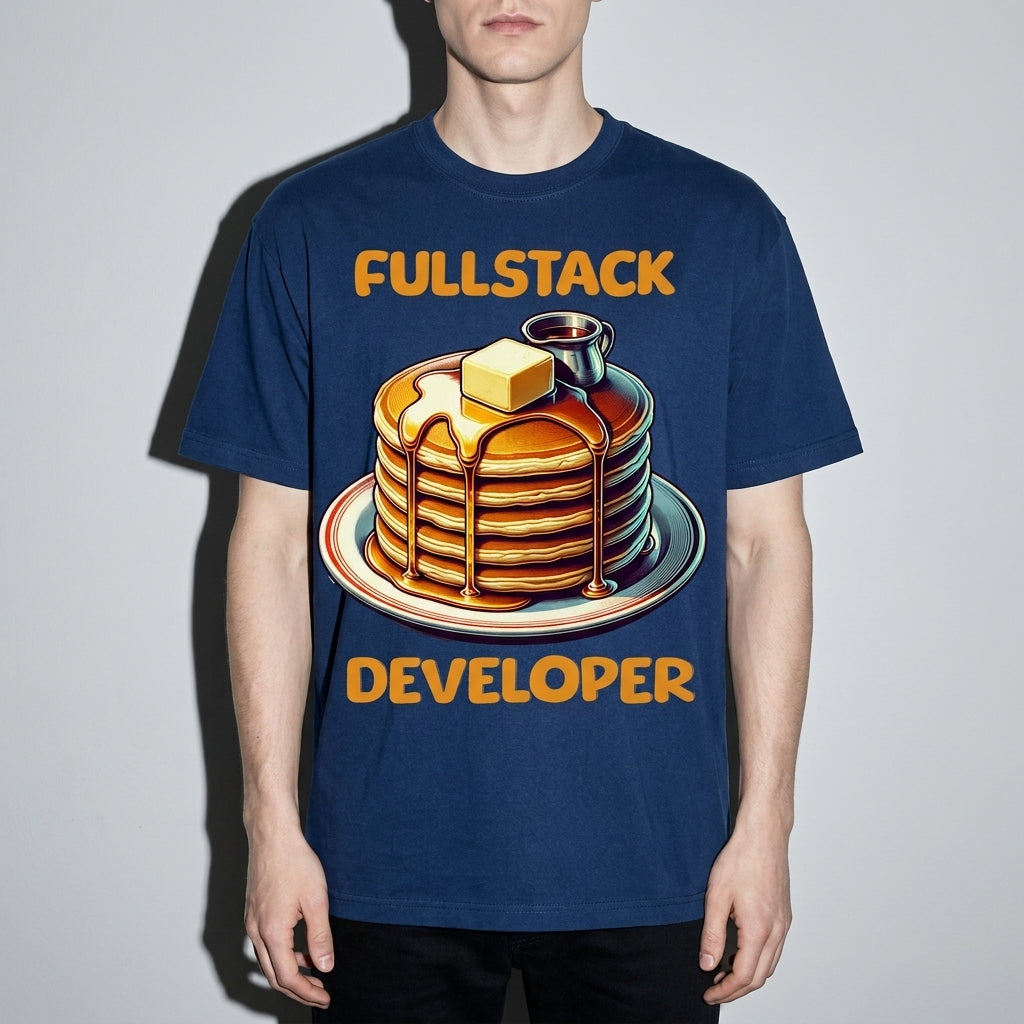 Fullstack Engineer - Pancake Premium Shirt — True Navy Model Zoom Hero