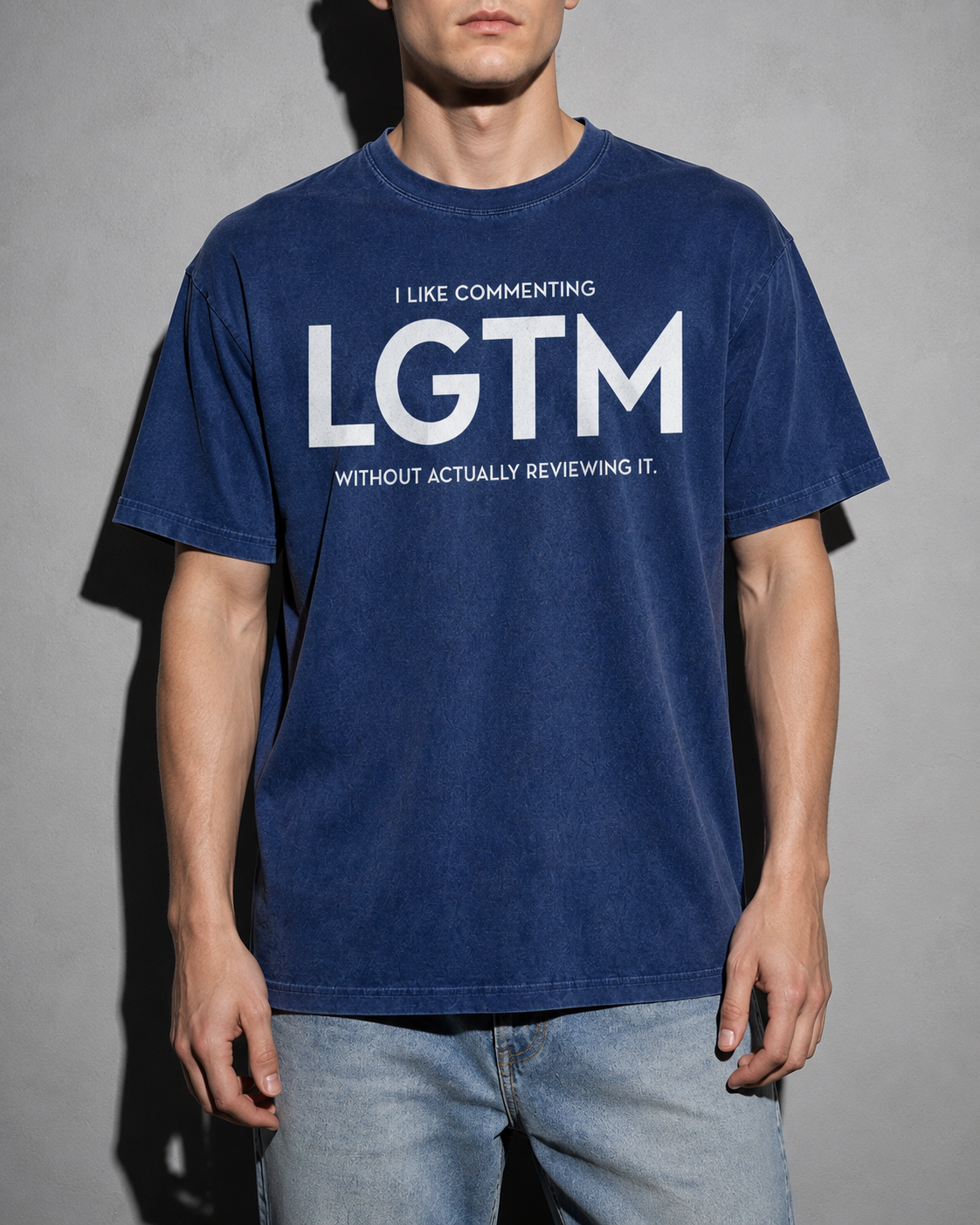 LGTM Premium Shirt — True Navy Model Zoom Hero