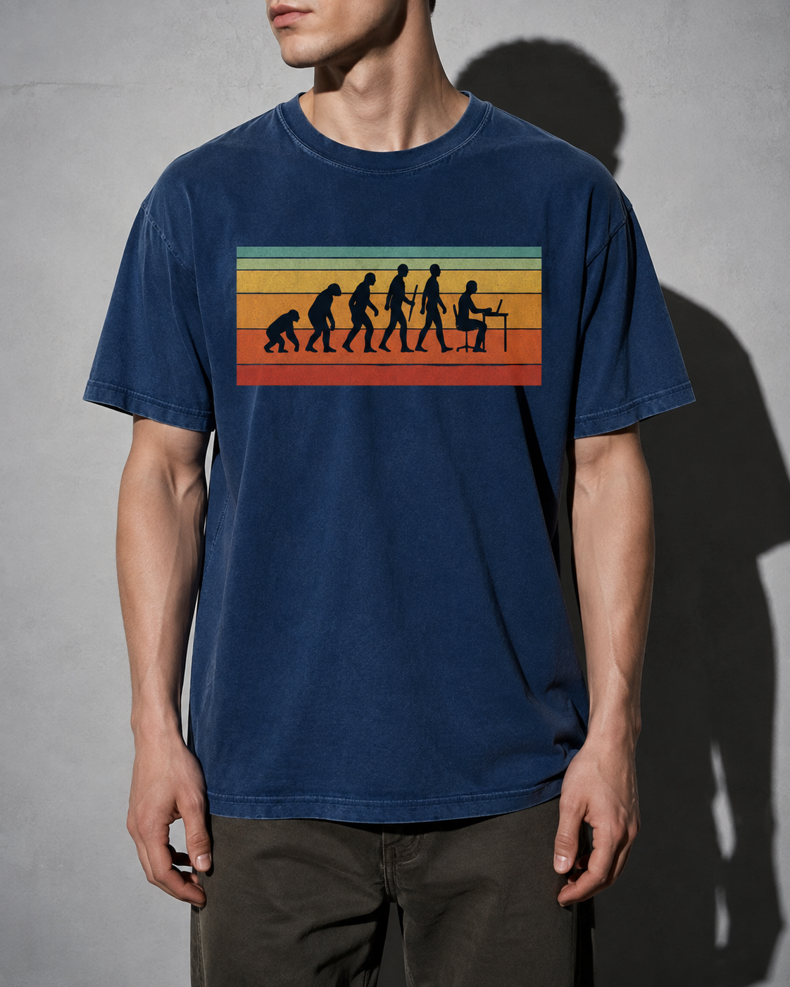 evolution of developers Premium Shirt — True Navy Model Zoom Hero