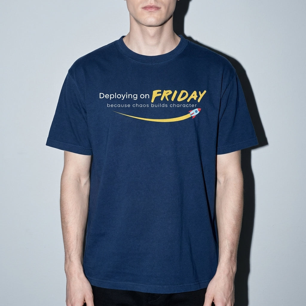 chaos builds character Premium Shirt — True Navy Model Zoom Hero