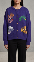 Code Culture catalog | purple-jacquard-cardigan | purple | zoom detail