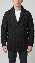 Code Culture catalog | button-rope-cardigan | black | zoom detail