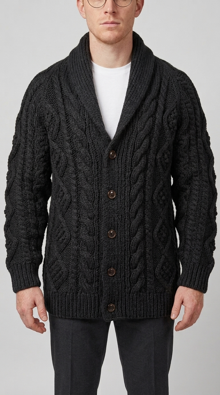 Code Culture catalog | button-rope-cardigan | black | zoom detail