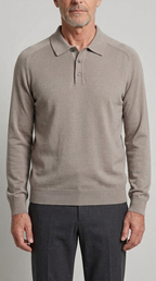 Code Culture catalog | mens-long-sleeved-sweater-lapel-comfortable-sweater | khaki-green | zoom detail