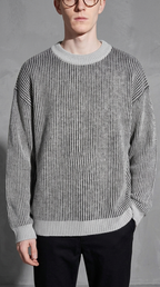 Code Culture catalog | sweater-mens-loose-round-neck-pullover-sweater | grey | zoom detail