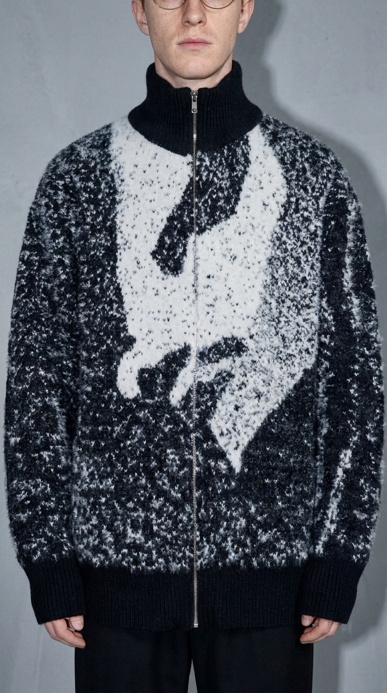 Code Culture catalog | sweater-sweater-loose-and-idle-plush-coat | black | zoom detail