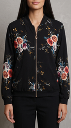 Code Culture catalog | zip-printed-cardigan | black | zoom detail