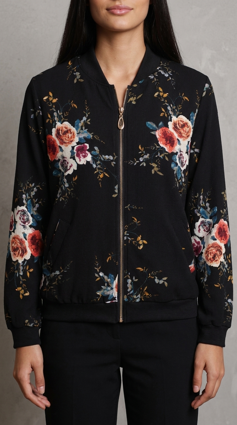 Code Culture catalog | zip-printed-cardigan | black | zoom detail