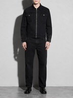 Code Culture catalog | retro-short-zip-up-washed-workwear-jacket | color-black | zoom detail