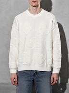 Code Culture catalog | solid-color-jacquard-thermal-sweater | white | zoom detail