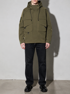 Code Culture catalog | mens-outdoor-workwear-versatile-casual-windbreaker-jacket | color-army-green | zoom detail