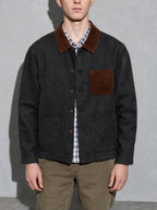 Code Culture catalog | retro-style-workwear-cotton-corduroy-jacket-coat | color-gray | zoom detail
