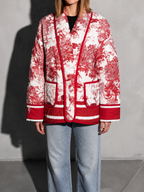 Code Culture catalog | printed-double-pocket-embellished-cotton-jacket | color-red | zoom detail