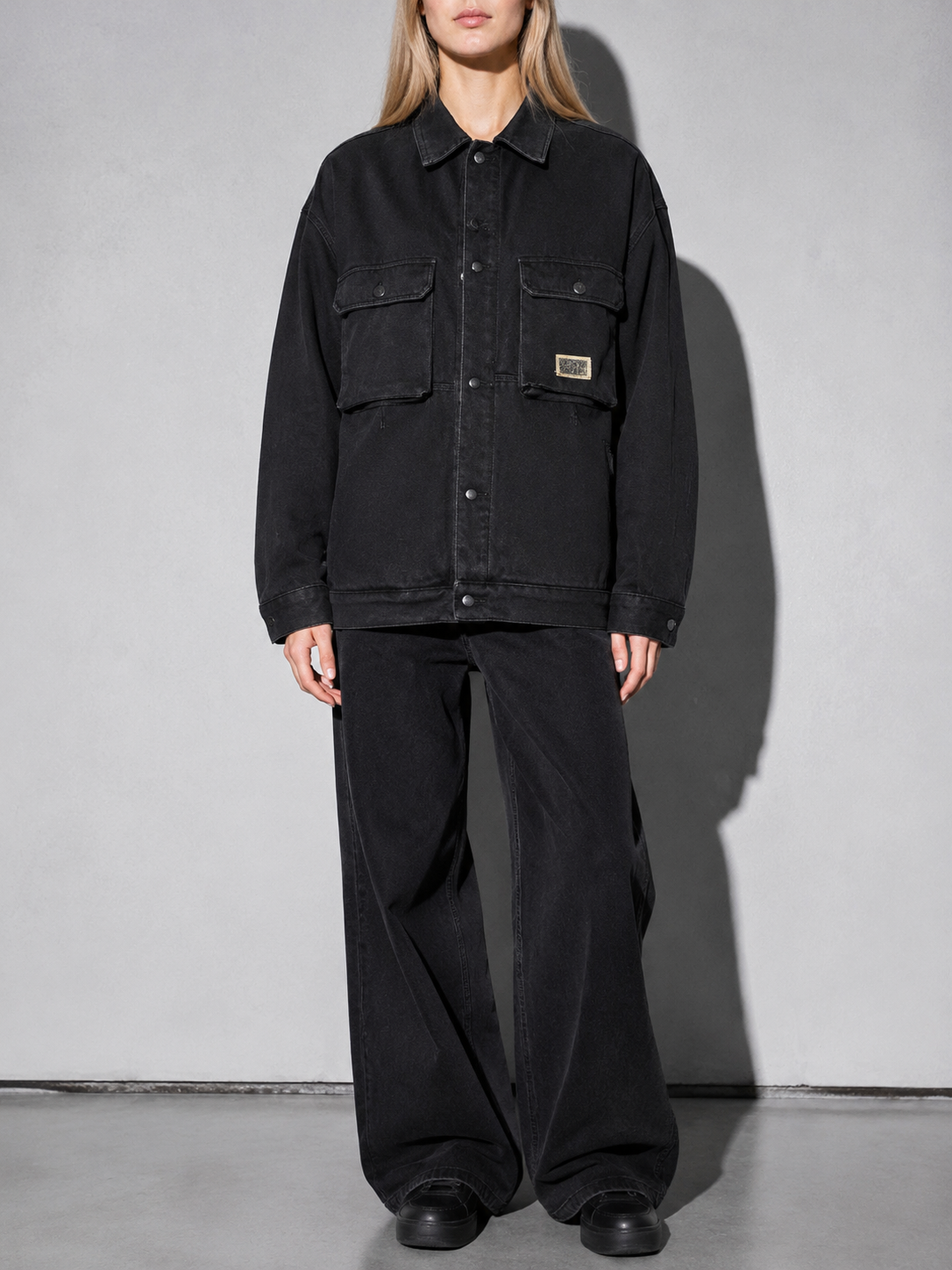 Code Culture catalog | motorcycle-loose-workwear-warm-jacket | color-black | zoom detail