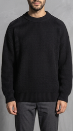 Code Culture catalog | loose-knit-sweater-thickened-bottoming-sweater | black | zoom detail