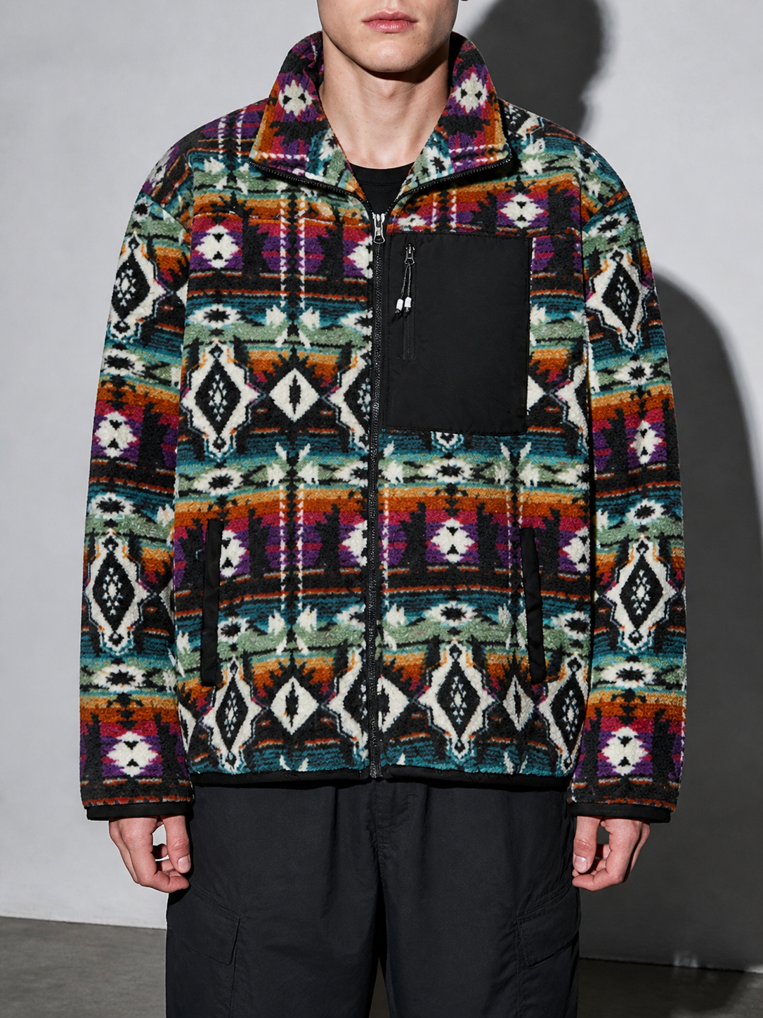 Code Culture catalog | mens-fleece-lined-outdoor-liner-polar-fleece-warm-jacket | indian-purple | zoom detail