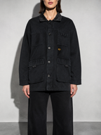Code Culture catalog | mens-corduroy-collar-loose-workwear-jacket | color-black | zoom detail