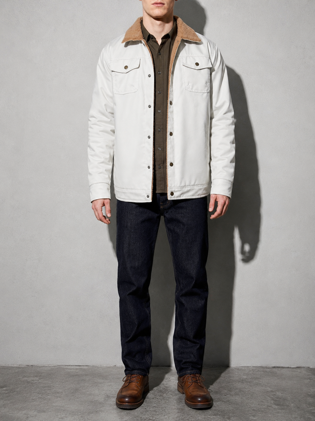Code Culture catalog | workwear-casual-jacket-mens-coat | color-gray-white | zoom detail