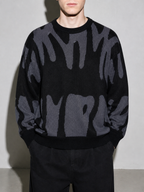 Code Culture catalog | mens-round-neck-sweater-sweater | black-grey | zoom detail