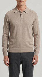Code Culture catalog | mens-long-sleeved-sweater-lapel-comfortable-sweater | flower-camel | zoom detail