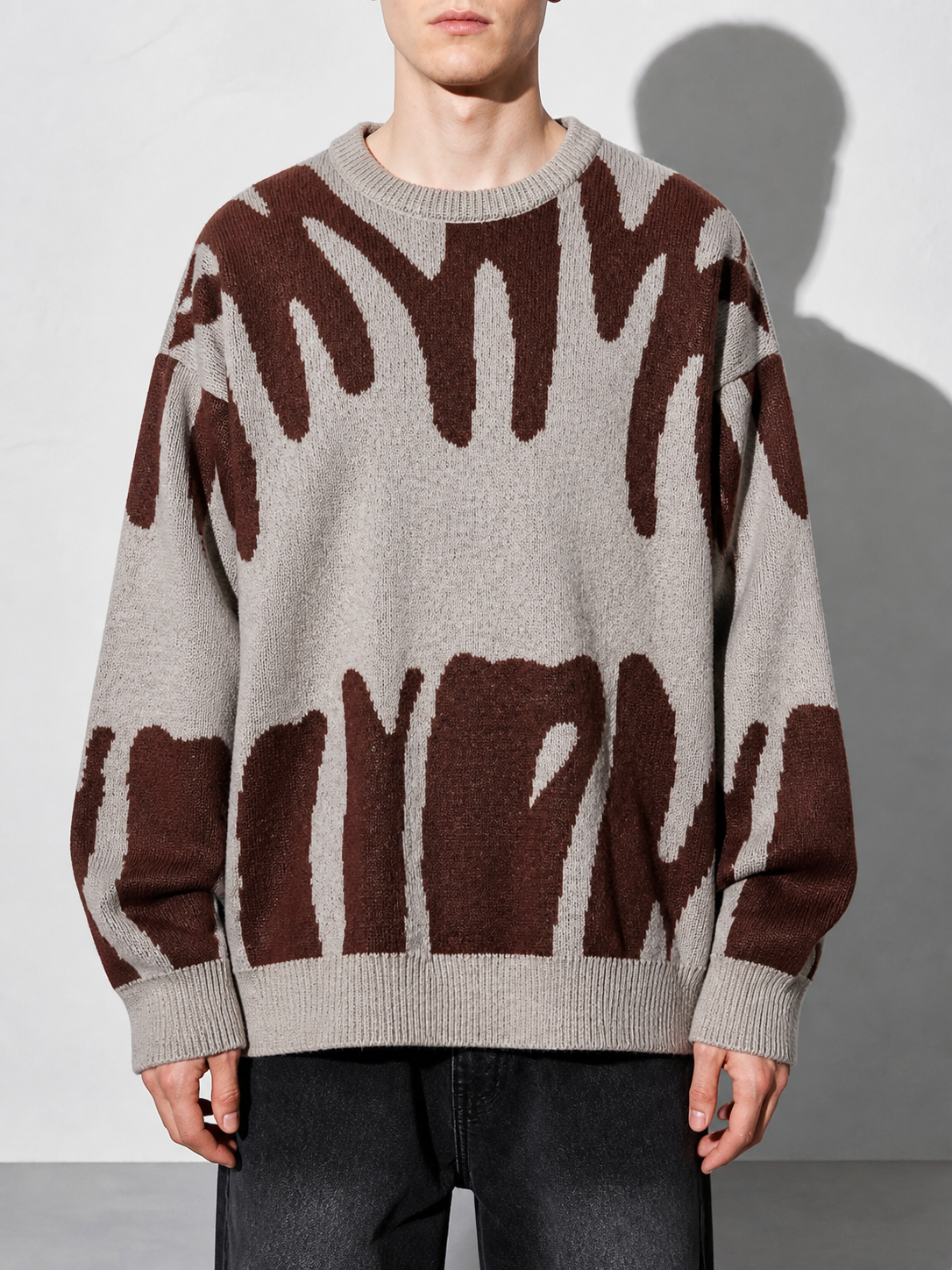 Code Culture catalog | mens-round-neck-sweater-sweater | brown | zoom detail