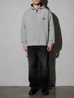Code Culture catalog | retro-check-hooded-workwear-mens-jacket | color-grey | zoom detail