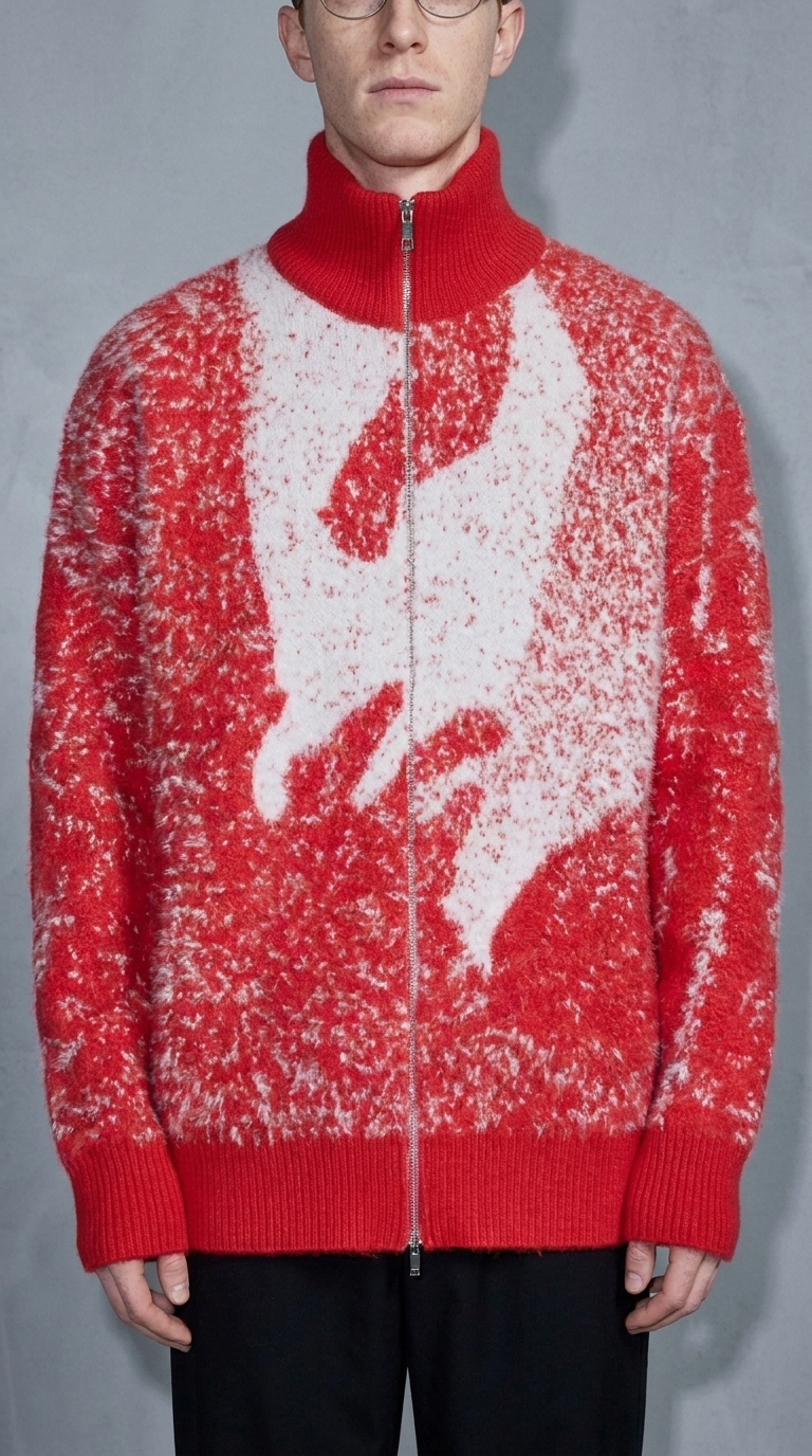 Code Culture catalog | sweater-sweater-loose-and-idle-plush-coat | red | zoom detail