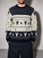 Code Culture catalog | pullover-crewneck-jacquard-christmas-sweater | navy-blue | zoom detail
