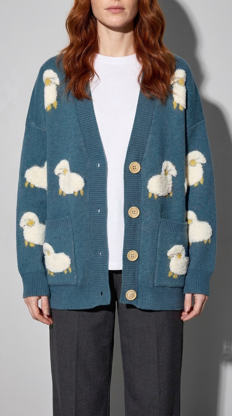 Code Culture catalog | lazy-knit-cardigan | blue | zoom detail