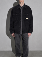 Code Culture catalog | motorcycle-loose-workwear-warm-jacket | color-black-plus-velvet | zoom detail