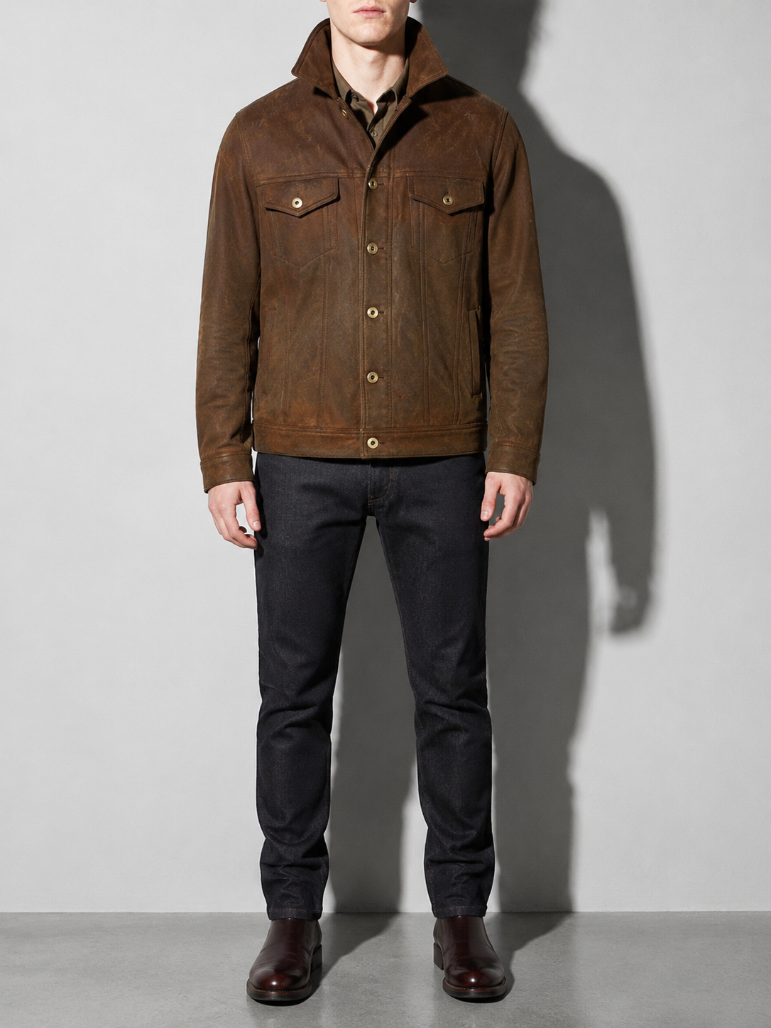 Code Culture catalog | new-suede-jacket-lapel-mens-workwear-coat | color-coffee | zoom detail