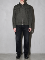 Code Culture catalog | retro-short-zip-up-washed-workwear-jacket | color-army-green | zoom detail