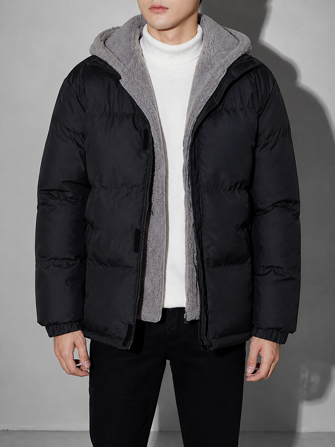 Code Culture catalog | polar-fleece-short-warm-fleece-cotton-jacket-winter | black | zoom detail