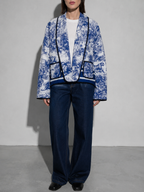 Code Culture catalog | printed-double-pocket-embellished-cotton-jacket | color-dark-blue | zoom detail