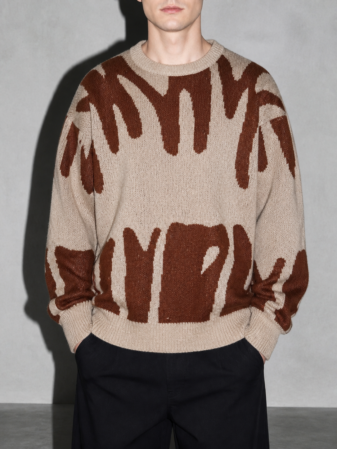 Code Culture catalog | mens-round-neck-sweater-sweater | khaki | zoom detail