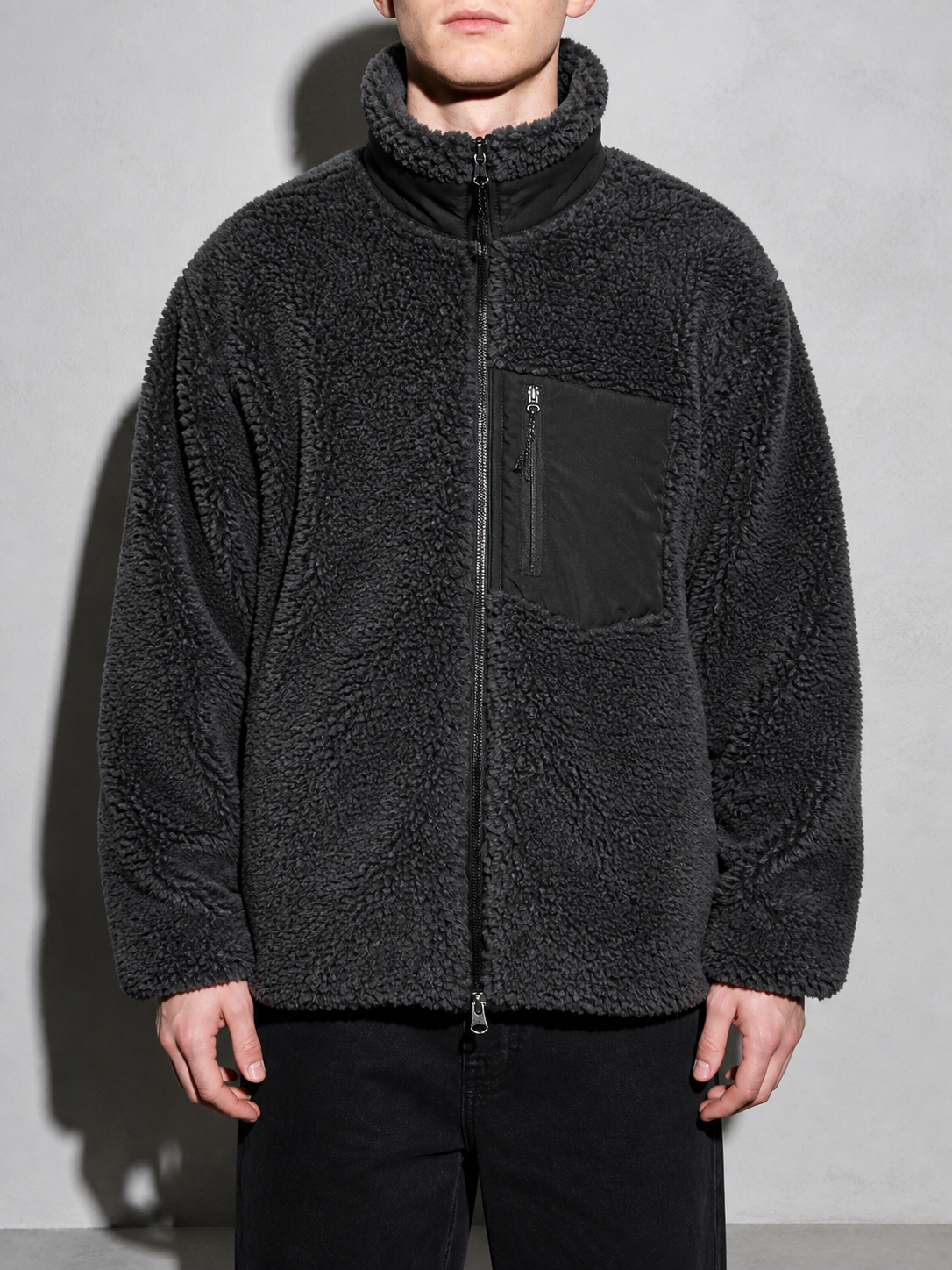 Code Culture catalog | jacket-warm-polar-fleece-jacket | grey | zoom detail