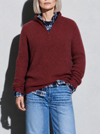 Code Culture catalog | mens-business-casual-loose-zip-stand-collar-sweater | red | zoom detail