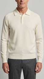 Code Culture catalog | mens-long-sleeved-sweater-lapel-comfortable-sweater | beige | zoom detail