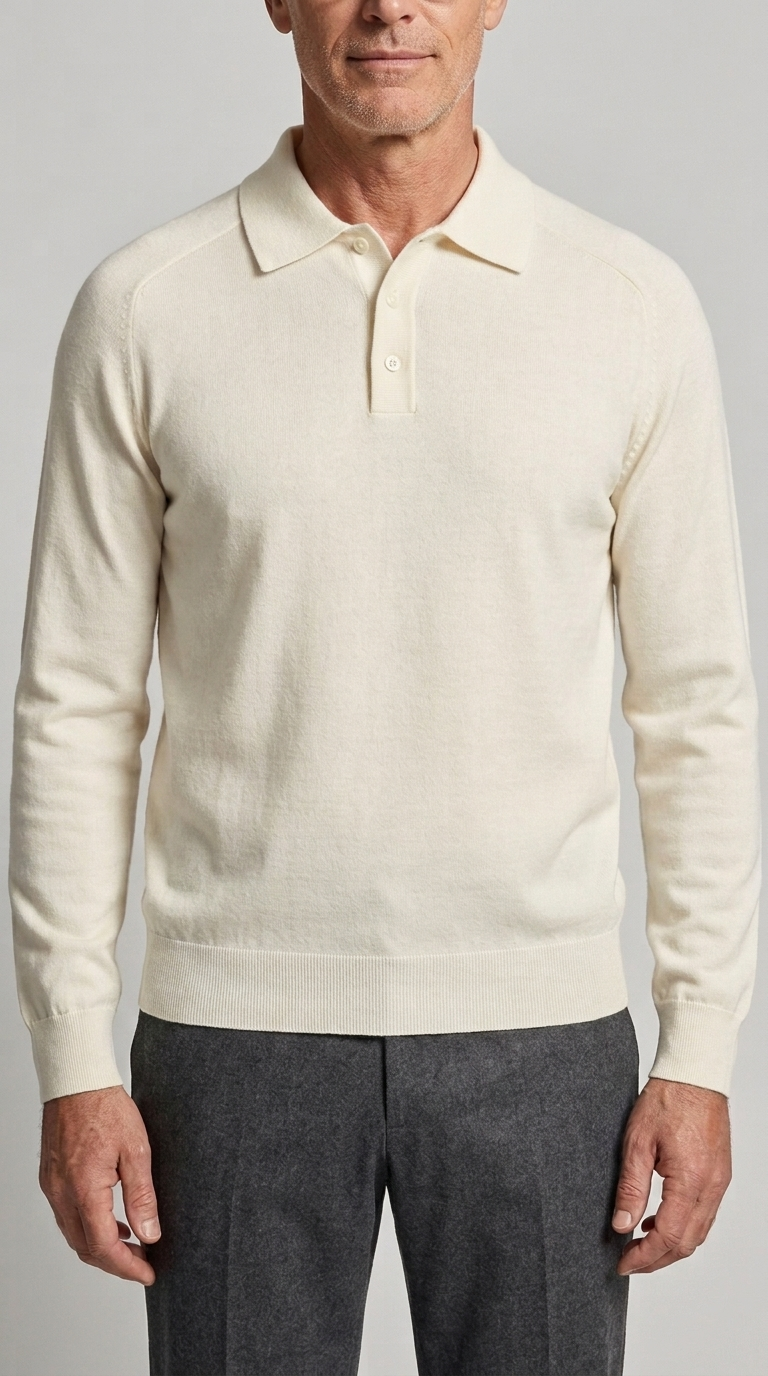 Code Culture catalog | mens-long-sleeved-sweater-lapel-comfortable-sweater | beige | zoom detail