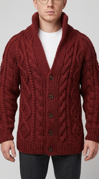 Code Culture catalog | button-rope-cardigan | wine-red | zoom detail