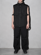 Code Culture catalog | stand-collar-workwear-vest-baggy-coat | color-black | zoom detail