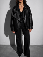 Code Culture catalog | womens-fashionable-vintage-zippered-lapel-jacket | color-black | zoom detail
