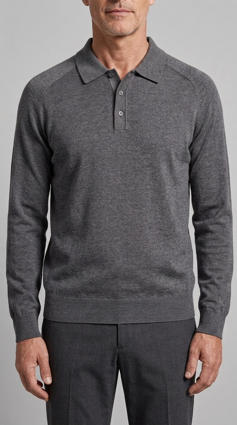 Code Culture catalog | mens-long-sleeved-sweater-lapel-comfortable-sweater | dark-gray | zoom detail