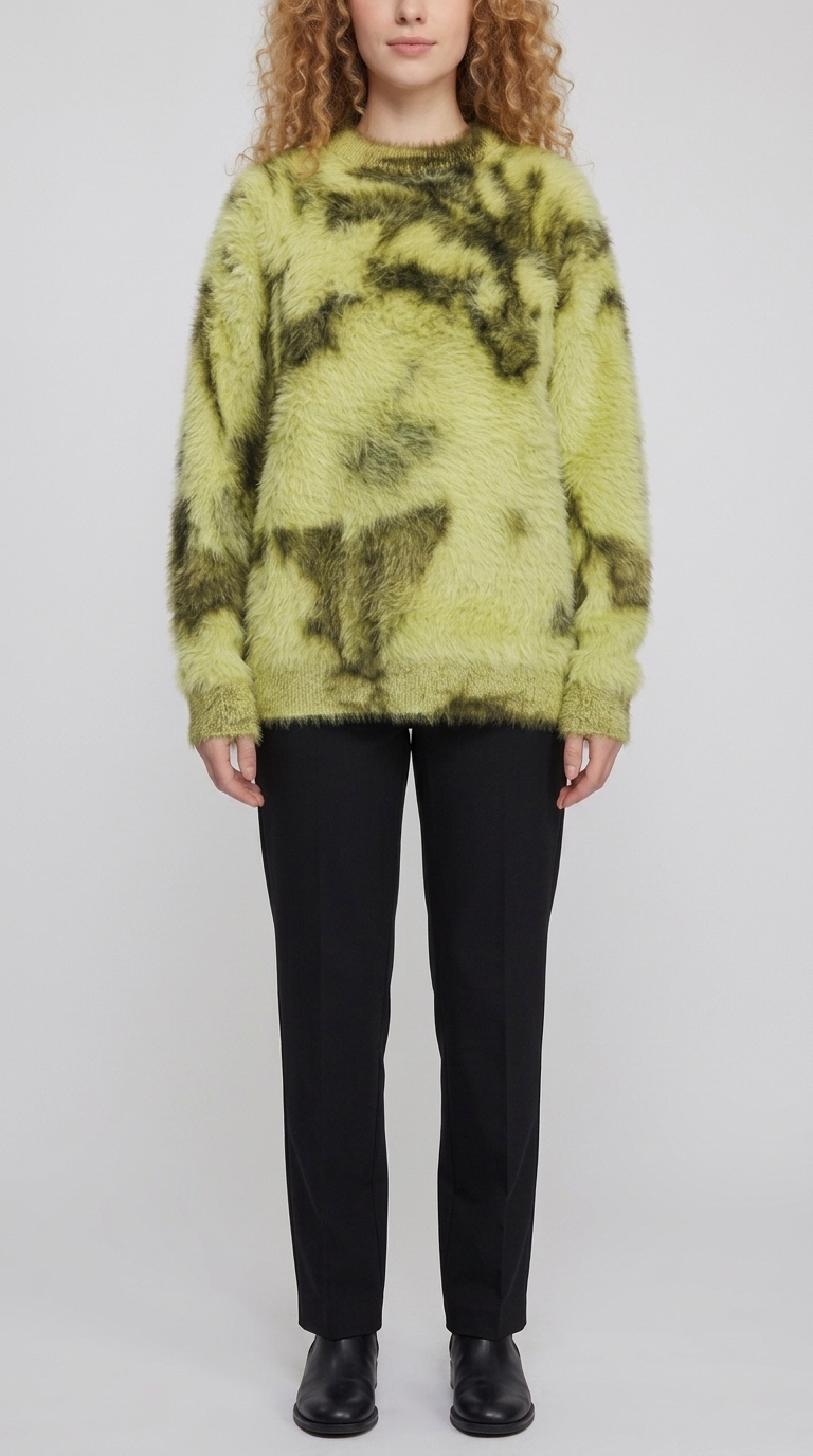 Code Culture catalog | retro-atmosphere-design-loose-sweater-sweater | yellow | zoom detail