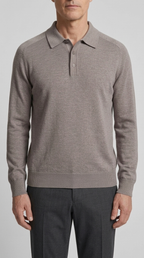Code Culture catalog | mens-long-sleeved-sweater-lapel-comfortable-sweater | gray-coffee-color | zoom detail