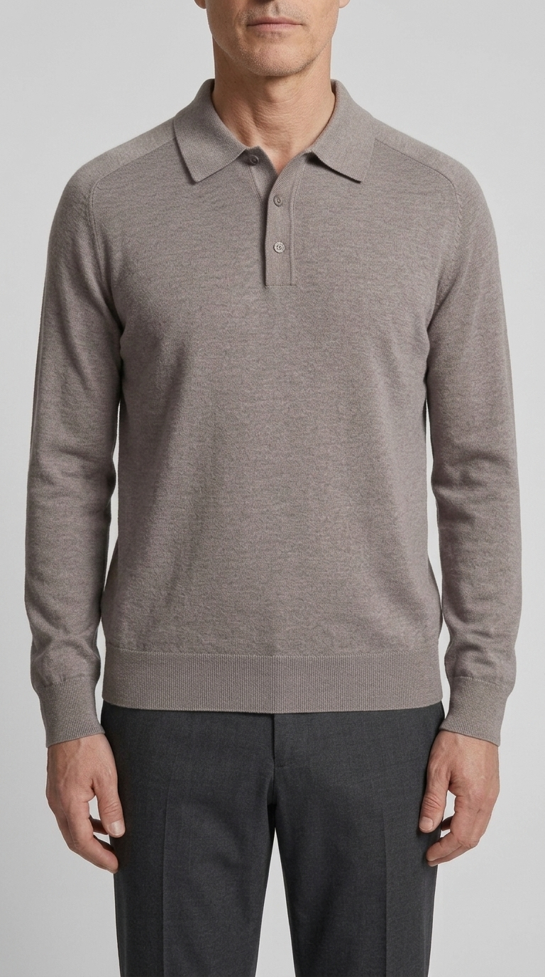 Code Culture catalog | mens-long-sleeved-sweater-lapel-comfortable-sweater | gray-coffee-color | zoom detail